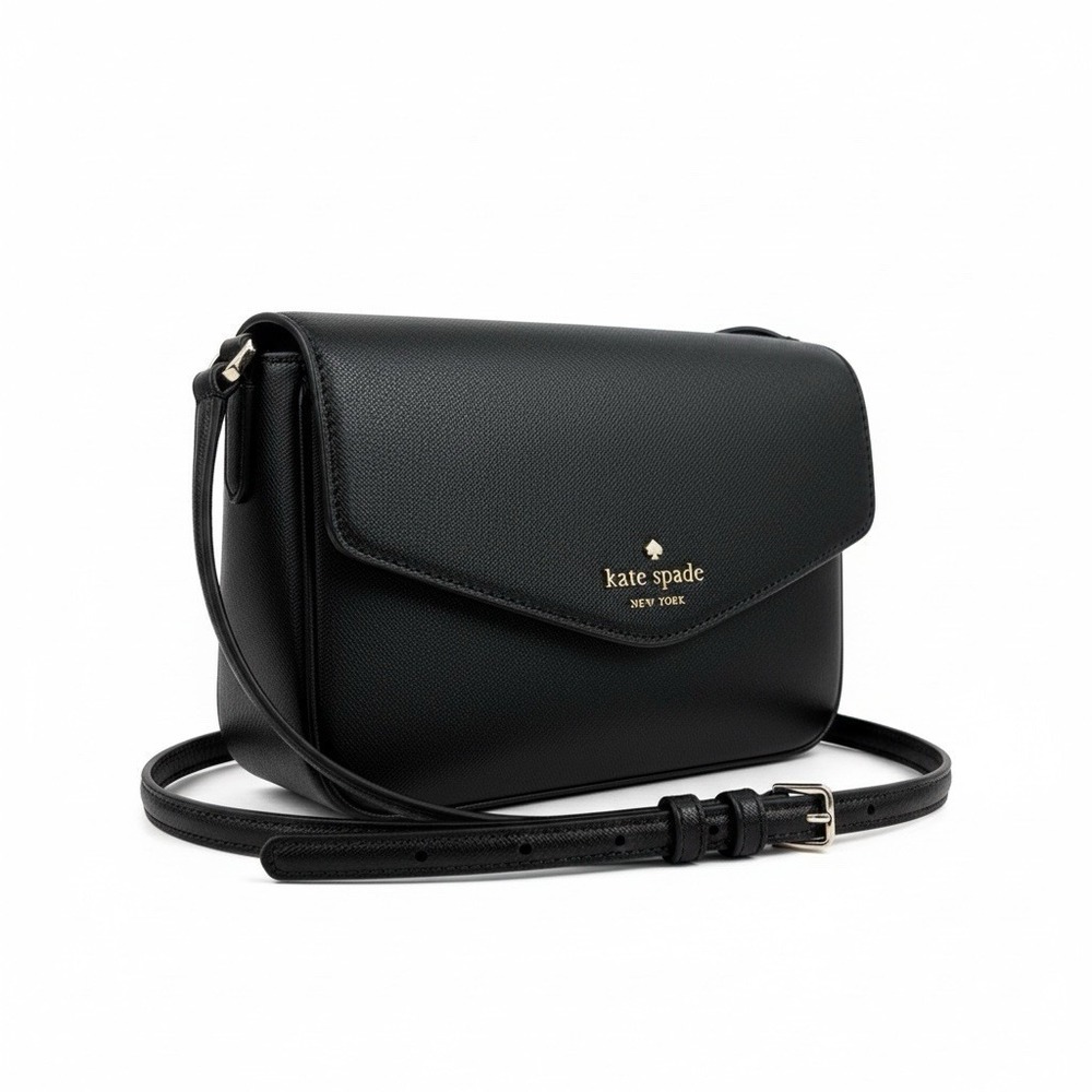 Kate Spade Sadie‎ Envelope Crossbody Purse in Black Leather k7378 New Classic